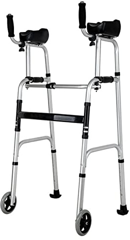 Aufrechter Lauflernhilfe Senioren mit Sitz & Armlehne Leicht, Faltbar Höhenverstellbar Gehhilfe - Ideal für Rehabilitationstraining und Mobilitätsunterstützung - 2 Räder für Zuhause, Outdoor,