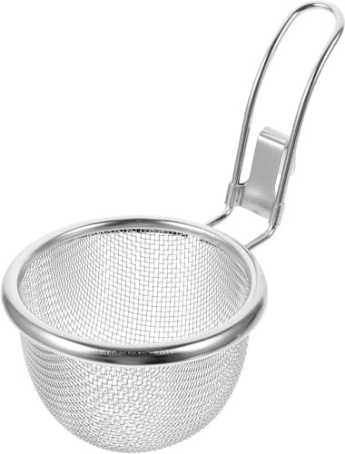 304 Edelstahl Lebensmittelsieb mit Griff, Heißtopfsieb, Spülensieb, Skimmer, Küchensieb, Lebensmittelsieb(Flacher Boden-10cm)