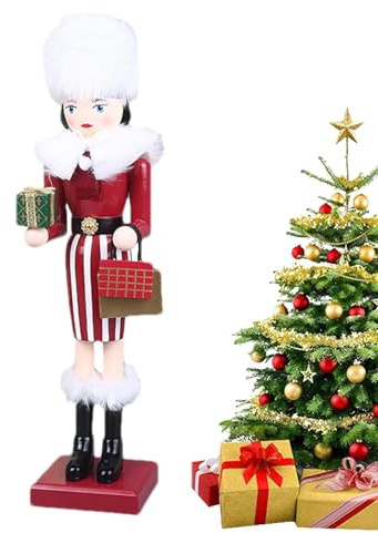 Décoration de cheminée Casse-Noisette en Bois – Décoration de Noël en Forme de Femme Casse-Noisette Traditionnelle, Grande décoration de Noël pour la Maison, l'hôtel, Le café
