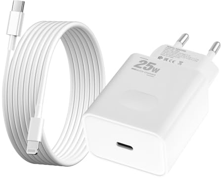 25W USB C Schnellladegerät and 1,5M iPhone Ladekabel (Apple MFi Zertifiziert) Lightning Kabel für iPhone 14/14 Plus/14 Pro/14 Pro Max/13 12 11 SE/iPad, USBC Schnellladekabel Netzteil Power Adapter
