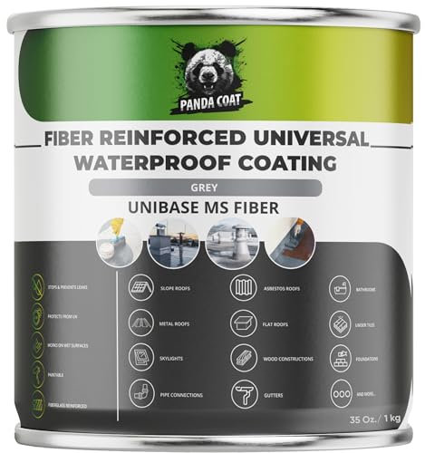 Waterproof Grey Fiber-Reinforced Sealant | Universal Leak Sealer for Roofs, Gutters, Joints & Cracks | Fix & Stop Leak | Strong Waterproof Coating | UniBase MS Fiber | Made in EU (1 kg)