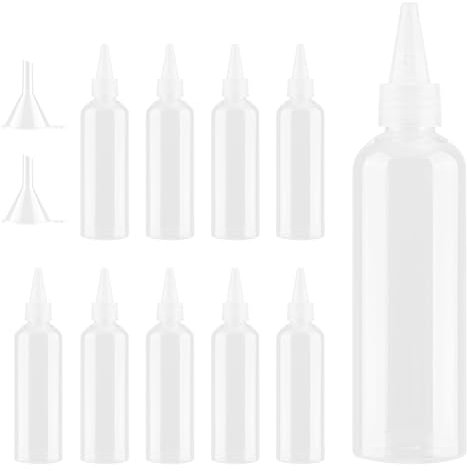 Yukaiwn Squeezy Bottles with Nozzles, 12 PCS Plastic Squeeze Condiment Bottles, 100ml Small Sauce Bottle Clear Plastic Liquid Dropper Dispensing Containers with Funnels for Sauce Lotion(120ml)