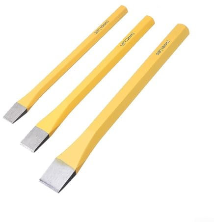 Bulevisiter Set di 3 scalpelli piatti in acciaio al cromo vanadio, per lavorazione del legno, montatori, produzione abrasiva, riparazione meccanica, utensili manuali