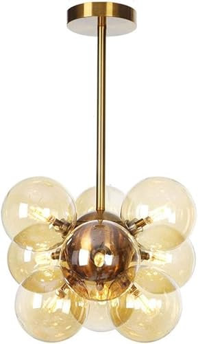 Lampes de Salon, Chambre à Coucher, Salle à Manger, Lustre de Luxe Post-Moderne et Simple, G4 - Lustre Boule dans la Boule - Chrome 9 têtes, plafonnier LED Suspendu
