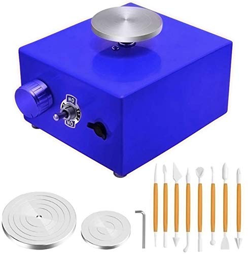 Janmobrian Tournette de Potier, Tour de Potier Mini Tablettes de Platine Pottery Roue, Machine à poterie Électrique Poterie Electric Tool Clay avec Plateau pour Travail en céramique