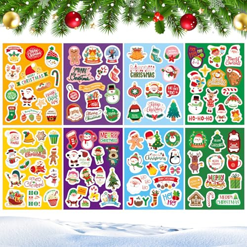 Weihnachtssticker Set, Aufkleber Weihnachten, Sticker Weihnachten 220 Weihnachtsaufkleber, Weihnachtssticker Selbstklebend DIY Dekoration für Weihnachtskarten Umschlag Fotoalben Geschenktüten (B)