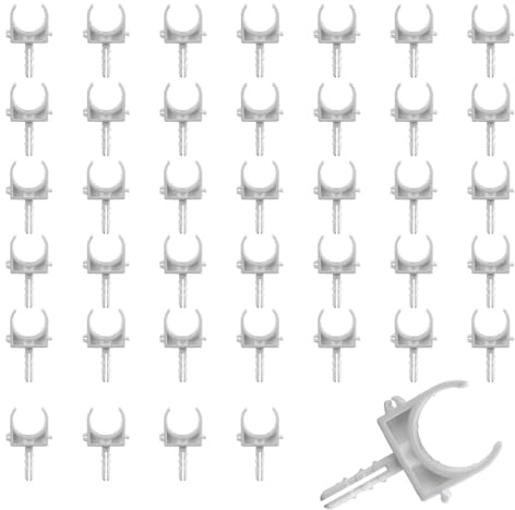 HLIWS Clips de Tuyau en Plastique, 40 pièces Support en U, Clips de Tuyau en PPR Blancs, Clips Fixes, Pour la plomberie et la tuyauterie, Vis non incluses (Diamètre intérieur 16mm)