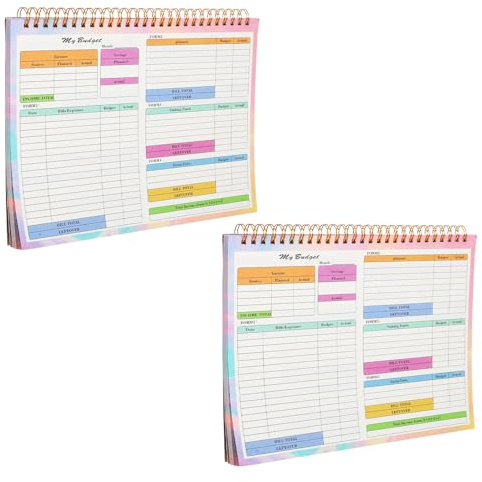 Uonlytech Lot de 2 Carnets de Budget B5 Livre de Comptes Personnels Calendrier Budgétaire Mensuel Organiseur de Caisse Portable pour Gestion des Dépenses Familiales et Suivi Financier