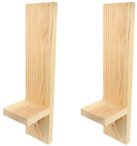 PRETYZOOM Bougeoir Mural en Bois Naturel Paire de Supports Muraux pour Bougies Décoratives Style Rétro Vintage Décor D’Intérieur Chaleureux pour Salon et Salle à Manger Bois Massif