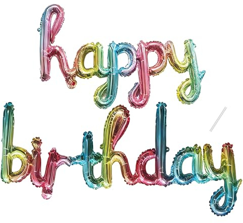 Fesnova 16 Zoll Happy Birthday Girlande Luftballon, Bunt Buchstaben Luftballon, Folienballon Happy Birthday Ballonbanner, für Geburtstagsdeko, Party