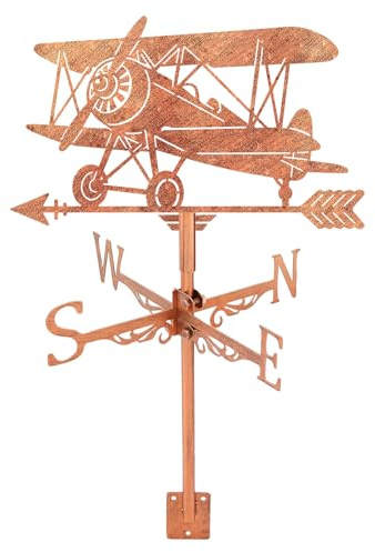 SUPERDANT 1Set Weather Vane Ariplane Roof Mounted Weathervanes Copper Red Wind Direction Indicators Decor Suitable for Patio Homes and Garden Sheds Barns Gazebos Backyard