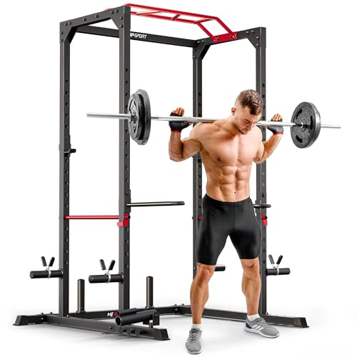 Hop-Sport Power Rack HS-2030K Power Cage mit Klimmzugstange, Dip-Barren, Sicherheitsablagen und Landmine, Squat Rack mit Langhantelablage für Home Gym Krafttraining zuhause, Fitnessstation