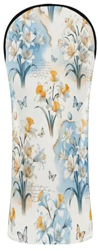 Set di coperture per mazze da golf, vintage, giglio pasquale, narcisi, fiori, impermeabili, con etichette numeriche, per driver