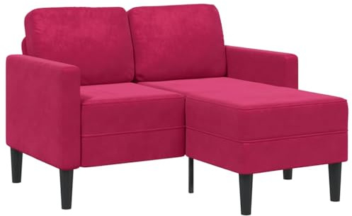 ULUYYUC 2-Sitzer Sofa mit Chaiselongue L-Form Weinrot 125 cm, Samt Ecksofa Kleines Polstersofa für Wohnzimmer, Modernes Loungesofa mit Metallbeinen und Weicher Schaumstoffpolsterung
