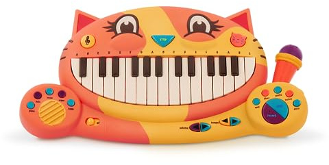 B. toys Meowsic Interactive Cat Piano with Microphone Recording, Musical | Toy piano with retractable microphone, 20 familiar songs, 7 kitty tunes, sounds, rhythms, lyric book, Musical, 2+ Years