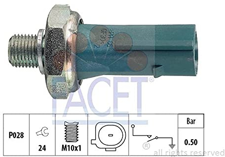 FACET Öldruckschalter Öldrucksensor 7.0196 M10x1 Schlüsselweite: 24 Kompatibel mit VW GOLF VI 5K1 Polo Schrägheck 6R1, 6C1 TIGUAN 5N, AUDI A4 Avant 8K5, B8 A6 Avant 4G5, 4GD, C7