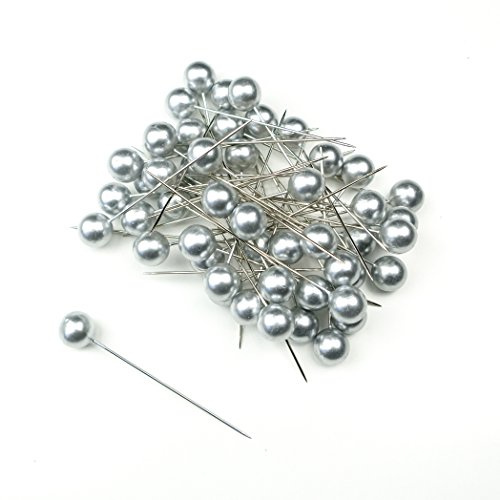 Perlen-Nadeln Deko-Nadeln Perle SILBER 10mm 50 Stück HOCHZEIT Schmucknadeln Stecknadeln glänzend metallic