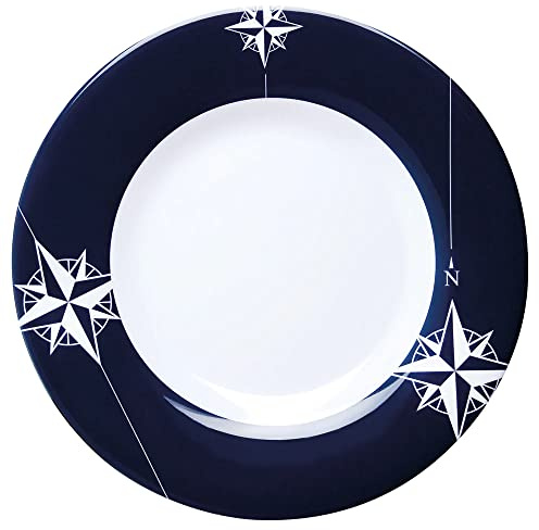 Marine Business Northwind Piatto Piano, Melamina, Bianco e Blu, 25 x 25 x 1.8 cm, 6 Pezzi