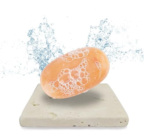 Moderne Travertin Seifenschale echter Naturstein - inkl. Antirutschfüßen - auch als Glas-Untersetzer oder für Deko, Pflanzen, Raclette