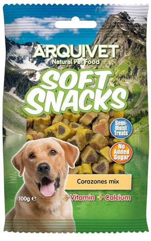 ARQUIVET Soft Snacks - Mix di cuori - 100 gr - Snack per cani a forma di cuore - Snack per cani - Alimento complementare