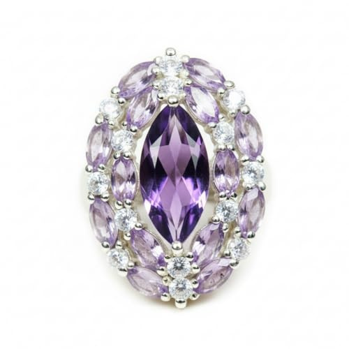 Jewelryonclick Mixte Argent 925 Argent Marquise Violet Amethyst
