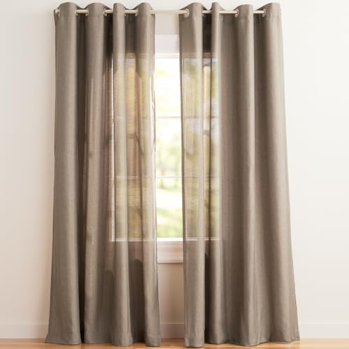 Exclusive Home Loha Linen Grommet Top Curtain Panel Pair, 54x84, Cafe
