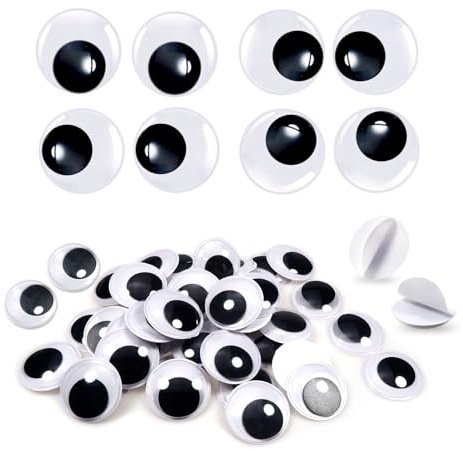 TOAOB 40 Pezzi Occhi Adesivi 30 mm Rotondo Plastica Mobili Autoadesivi Wiggle Finti Occhietti per Lavoretti Fai da Te Scrapbooking Artigianato Bambole Pupazzi Accessori Bianco Nero