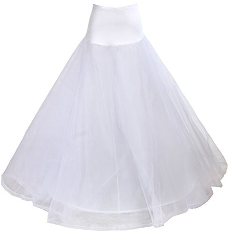 TUKA élastique Jupon de Qualité, 1 Cerceau, 2 Couches, avec Lacet, Jupon de Mariée, Design Crinoline pour Robes de Mariée Robes de soirée, Taille Unique, pour Taille 32-42, Blanc, TKB0019 White