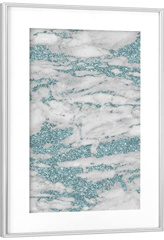 artboxONE Poster mit Rahmen Silber 75x50 cm Glitter Loves Marble - Honesty von Nasti - gerahmtes Poster