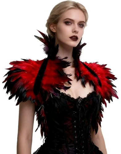 keland Victorian reale natürliche Feder Shrug Schal Schulterumhang Cape Gothic Kragen Halloween-Kostüm