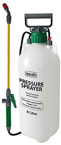 ASAB Garden Hand Pump Pressure Sprayer. 8L Pump Sprayer with Adjustable Spray Lance, Safety Pressure Release Valve, Non-Drip Design, Easy to Use & Clean