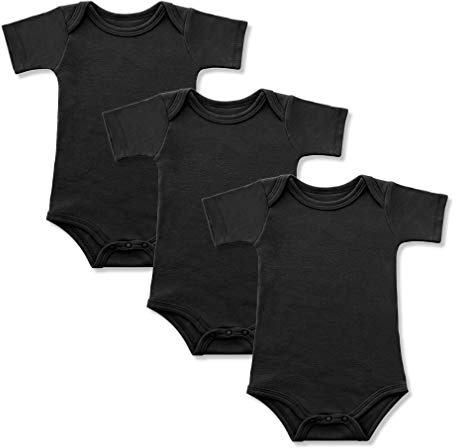 BINIDUCKLING Body Shaping Bebé-Niños Conjuntos，Ropa de una Pieza para Bebé， Mameluco Traje Recién Nacido ，Manga Corta，Pack de ３, Negro 18-24 Mes