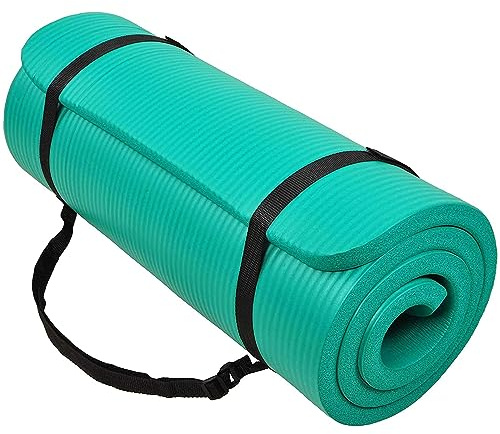 BalanceFrom All-Purpose 1-Inch Extra Thick High Density Anti-Tear Exercise Yoga Mat with Carrying Strap (Green)