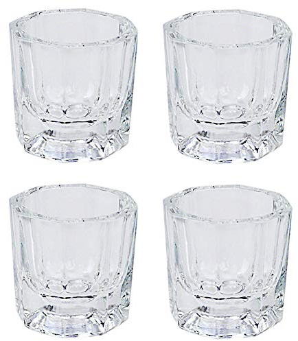 Lot de 4 mini verres en cristal pour nail art acrylique liquide poudre Dappen bol verrerie produits ongles