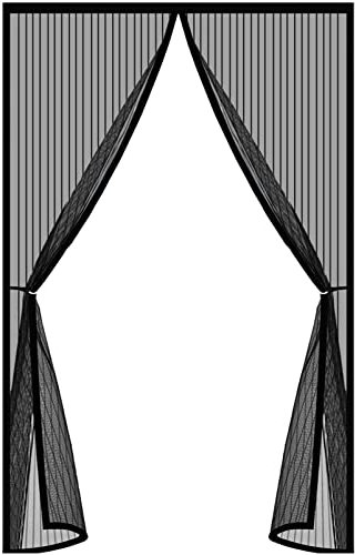 GUOGAI Fliegengitter Magnet Tur Balkontür, 85x210cm(33x83inch) Insektenschutz Magnetvorhang Tür Full Frame Klettverschluss für Balkontür Terrassentür Schiebetür, Schwarz A