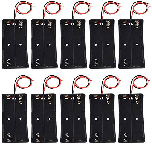 GTIWUNG 10 st 2 x 3,7 V 18650 batterihållare plasthölje förvaringslåda med kabeltrådar