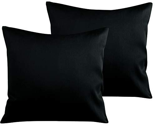 NTBAY 500 Fadenzahl ägyptischer Baumwolle Kissenbezug, 2er Set 40x40 cm Kopfkissenbezug, Superweicher Premium und Gemütlich Kissenhülle, Schwarz