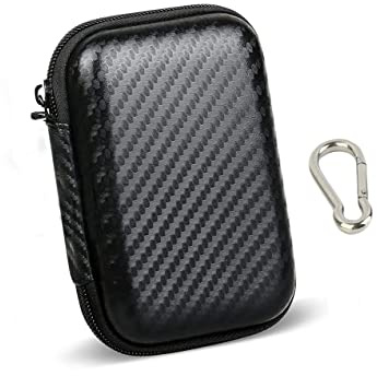 Portable Cable Case, Earphone Cable Storage Bag with Carabiner, Shock and Drop Resistant Hard EVA Protective Organizer for MP3, Charger Cable and Plug (Small)