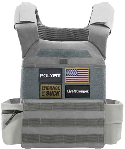 Polyfit (Fortify) Gewichtsweste für Kraft- und Ausdauertraining, Fitness-Workouts, Laufen, WODs - GRAU