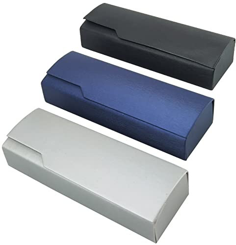 YAVO-EU Cuero Rígido Estuche de Anteojos，3 Piezas Funda Gafas De Sol Cuero Caja de Gafas Portátil Estuche para Gafas con Cierre Magnético para Mujeres, Hombres, Niños