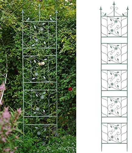 Piquet en Métal pour Plantes Grimpantes, Support De Plantes, Décoratif Palissade pour Rosiers, Treillis De Jardin en Fer Antirouille, 188/238/288 X 51 Cm, pour Fleurs, Légumes (Vert) (Color : Green