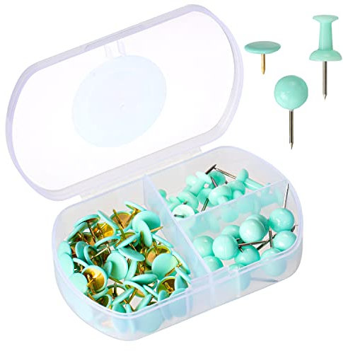 Stecknadeln 75 Stück Pinnadeln Reißzwecken mit Plastikbox Heftzwecken Pinnwandnadeln Deko Push Pins Kopf Nadeln für Wandkarten Bulletin Board Kork Boards, Blau