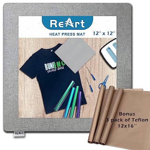Easy Heat Press Mat 12x12 with Teflon Sheets 12x16 Inch 3 Pack