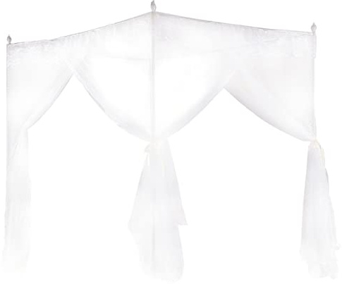 4-Ecken-Pfosten-Prinzessinnen-Betthimmel, Polyester-Bettvorhang, Atmungsaktiver Netz-Bettvorhang, Baldachin, Netz-Spitzen-Design, Prinzessinnen-Stil, Bettnetz für Mädchen, Kinder, (150*200*200)