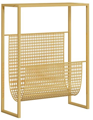 vidaXL Revistero Organizador Estante Armario Estantería Libros Exhibición Revistas CD Almacenamiento Hogar Oficina de Acero Dorado 35x15x45 cm