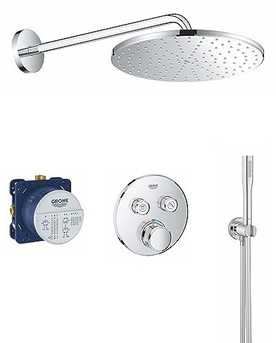 GROHE Smartcontrol Mono Rainshower 310 - Dusch- Komplettset (inkl. Unterputz- EInbaukörper, Wandhalterset, SmartControl- Thermostat & 310mm Kopfbrauseset), rund, chrom