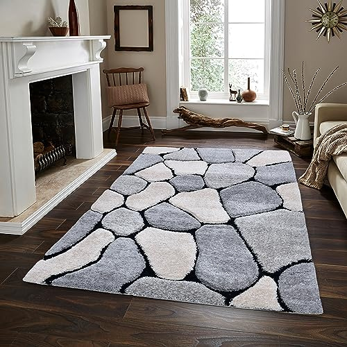 Rugs4Sale 4cm Thick Pile Super Soft Shaggy Modern Area Living Room 3D Pattern Non-Shedding. Ideal For Bedroom, Hall, Kids Baby Room, Indoor & Outdoor Rugs Hallway Runners Carpet Mat(120x170cm)