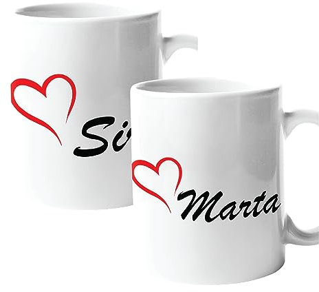Colorfamily Coppia Tazze Personalizzati Set da 2 Tazze personalizzati con nome Innamorati - tazza in ceramica 11 oz