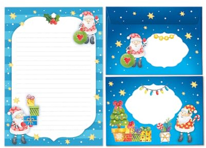 Briefpapier-Set Weihnachten Weihnachtsmann als Briefblock mit Umschlag für Kinder Mädchen Jungen Weihnachtsbriefpapier (Block A5 mit 25 Blätter + 15 Umschläge)