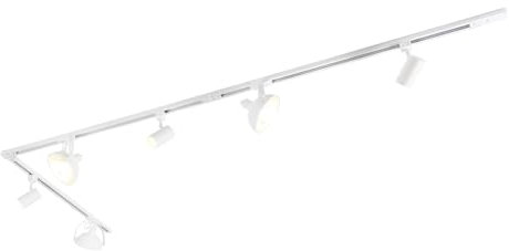 QAZQA - Modern 1-Phasiges Schienensystem Komplettset I Spotlight I Deckenspot I Deckenstrahler I Strahler mit 6 verstellbaren weißen Spot I Spotlight I Deckenspot I Deckenstrahler I Strahler I Lampe I